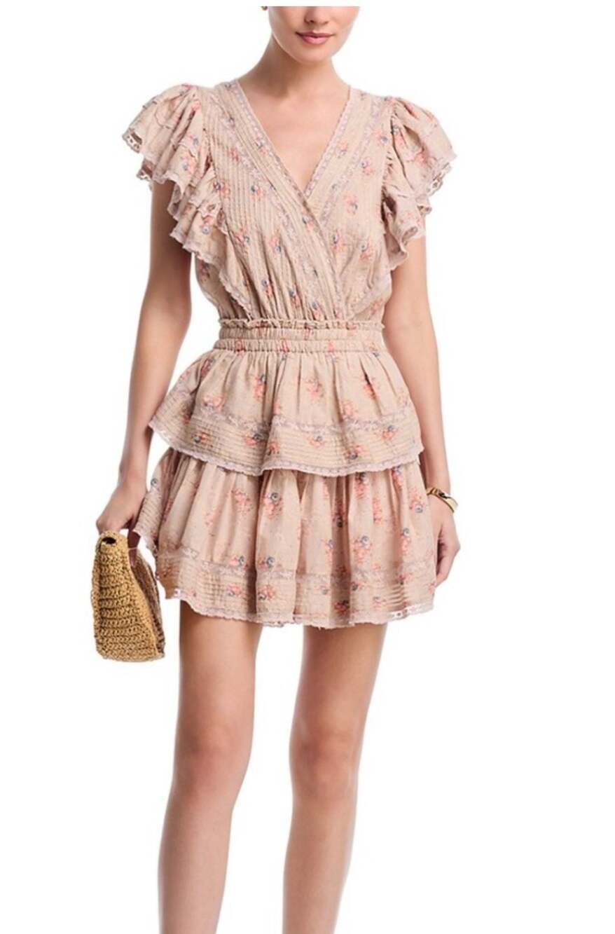 LoveShackFancy Gwen Lace Trim Mini Dress